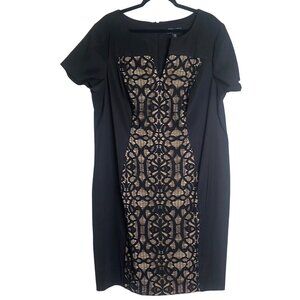 Dressbarn Collection Midi Dress Womens Size 20 Black Lace Overlay Lined Casual